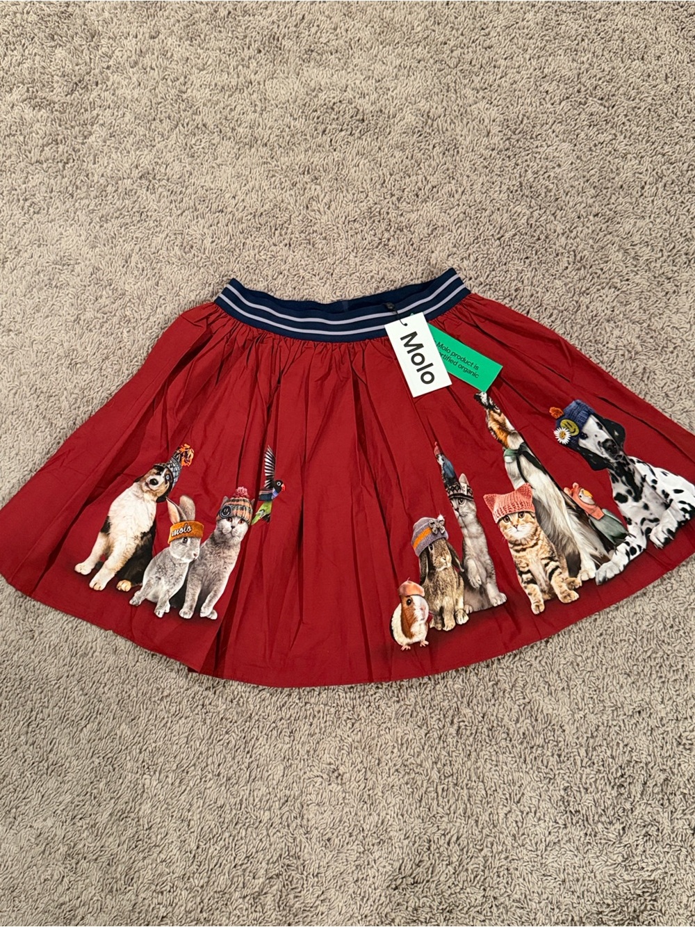 Molo Brenda Red full Skater Skirt puppy kitten bunny 146/152 US 11/12 holiday